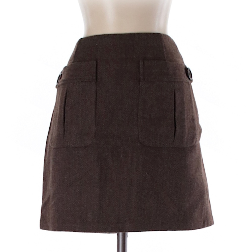 Max Studio Brown Wool Pocket Mini Skirt Business